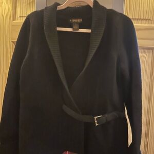 A Giannetti Elegant Black Merino Wool Women's Cardigan Sweater